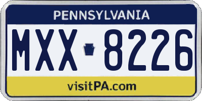 PA license plate MXX8226