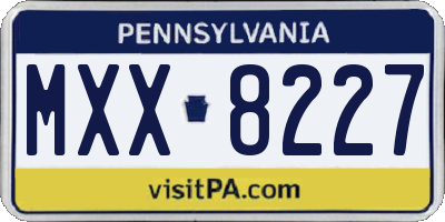 PA license plate MXX8227