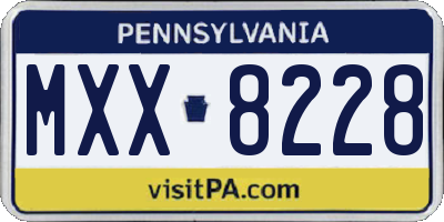 PA license plate MXX8228
