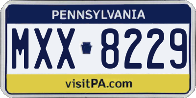PA license plate MXX8229