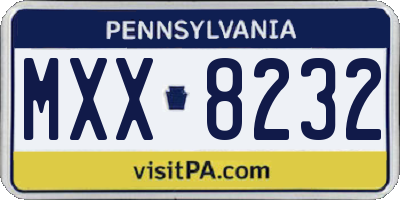 PA license plate MXX8232