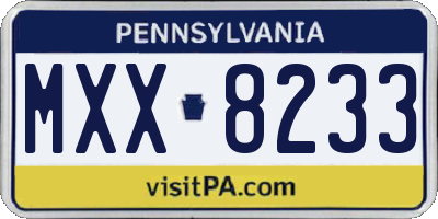 PA license plate MXX8233