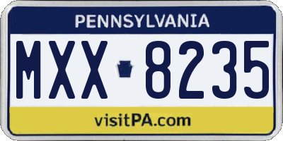 PA license plate MXX8235