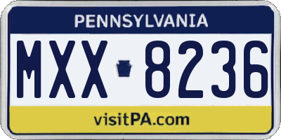 PA license plate MXX8236