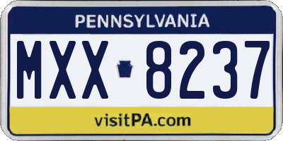 PA license plate MXX8237
