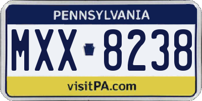 PA license plate MXX8238