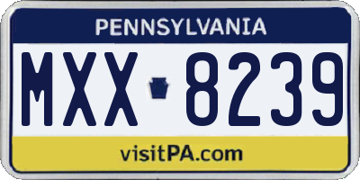 PA license plate MXX8239