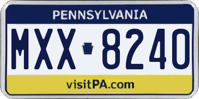 PA license plate MXX8240