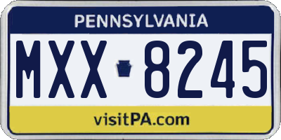 PA license plate MXX8245