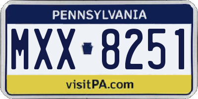 PA license plate MXX8251