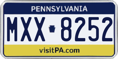 PA license plate MXX8252