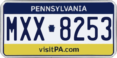 PA license plate MXX8253