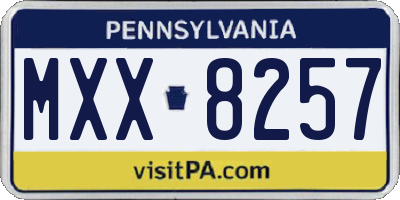 PA license plate MXX8257