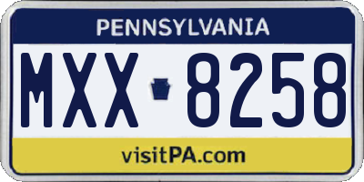 PA license plate MXX8258