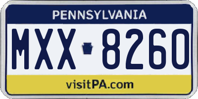 PA license plate MXX8260