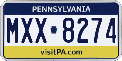 PA license plate MXX8274