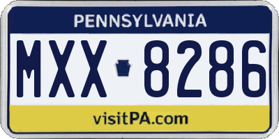 PA license plate MXX8286