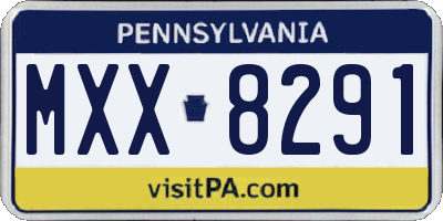 PA license plate MXX8291