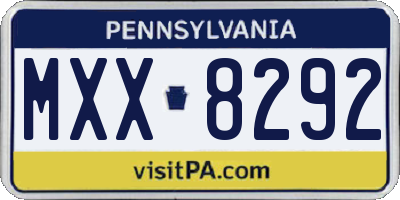 PA license plate MXX8292