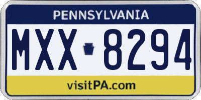 PA license plate MXX8294