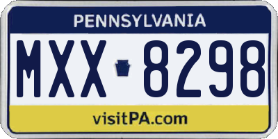 PA license plate MXX8298