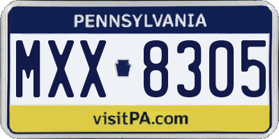 PA license plate MXX8305