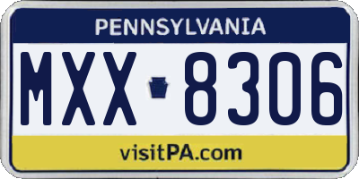 PA license plate MXX8306