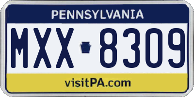 PA license plate MXX8309