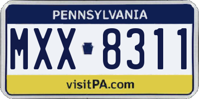 PA license plate MXX8311