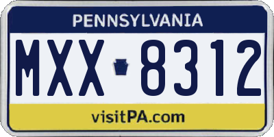 PA license plate MXX8312
