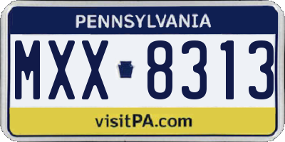 PA license plate MXX8313