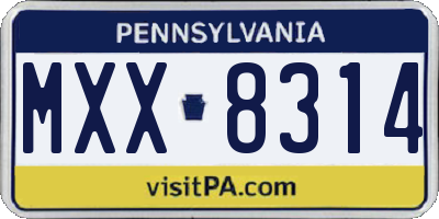 PA license plate MXX8314