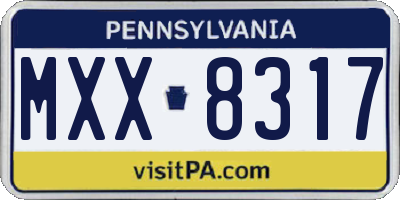 PA license plate MXX8317
