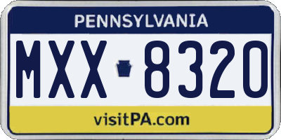 PA license plate MXX8320