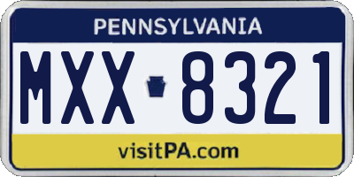 PA license plate MXX8321