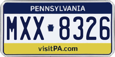 PA license plate MXX8326