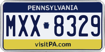 PA license plate MXX8329