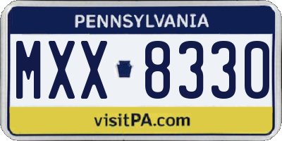 PA license plate MXX8330