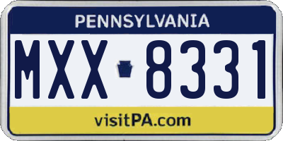 PA license plate MXX8331