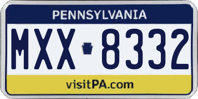 PA license plate MXX8332