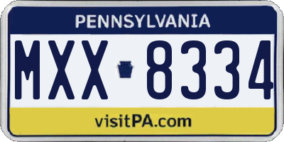 PA license plate MXX8334