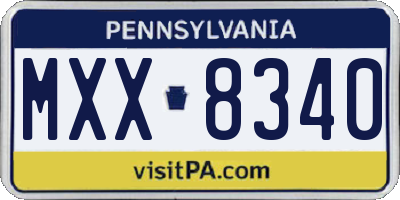 PA license plate MXX8340