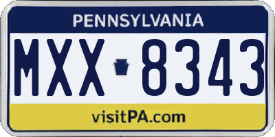 PA license plate MXX8343