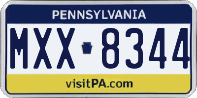 PA license plate MXX8344