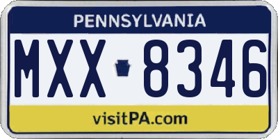 PA license plate MXX8346