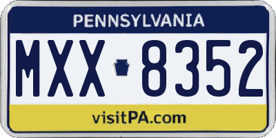 PA license plate MXX8352