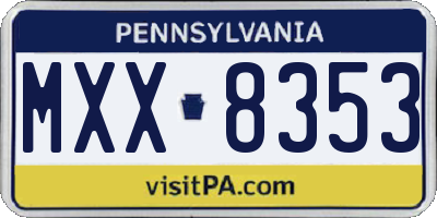PA license plate MXX8353