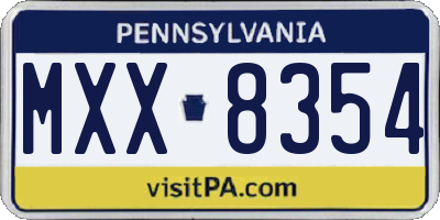 PA license plate MXX8354