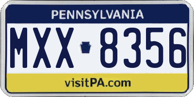 PA license plate MXX8356