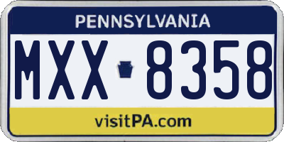 PA license plate MXX8358